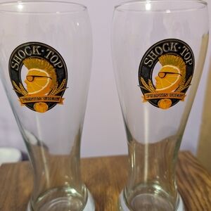 Shock Top Pumpkin Wheat Beer 16 oz Pilsner Glass ~ Set Of Two